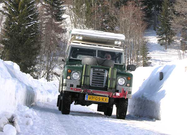Land Rover Series III in snowy Austria